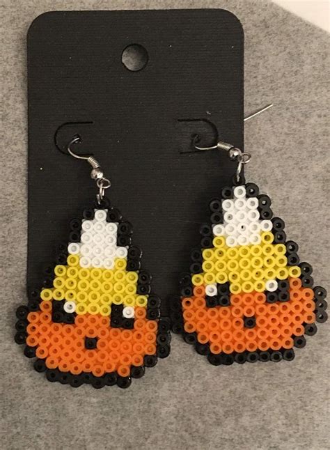 Halloween Candy Corn Perler Dangle Earrings Easy Perler Beads Ideas ...