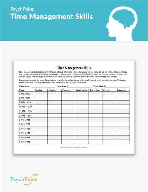 Time Management Skills Worksheet | PsychPoint