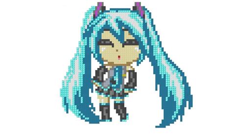 Hatsune miku pixel art Minecraft Project | Pixel art, Pixel art pattern, Minecraft pixel art