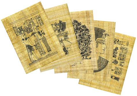 5 x Sheets Of Pre Printed Genuine Egyptian Papyrus Hieroglyphics Paper ...