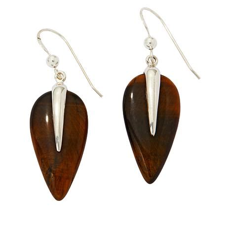 Jay King Sterling Silver Tiger's Eye Drop Earrings - 20739627 | HSN