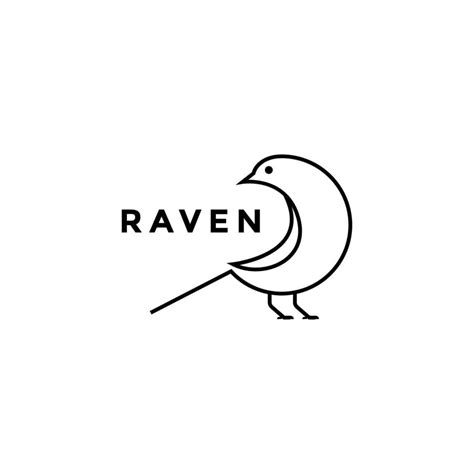 bird raven geometric line minimal logo design vector 14563269 Vector ...