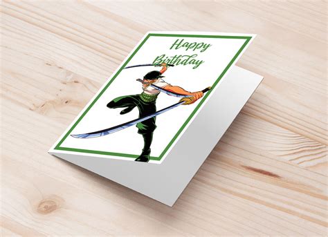 One Piece Zoro Birthday Greeting Card Roronoa Zoro Printable Bday ...