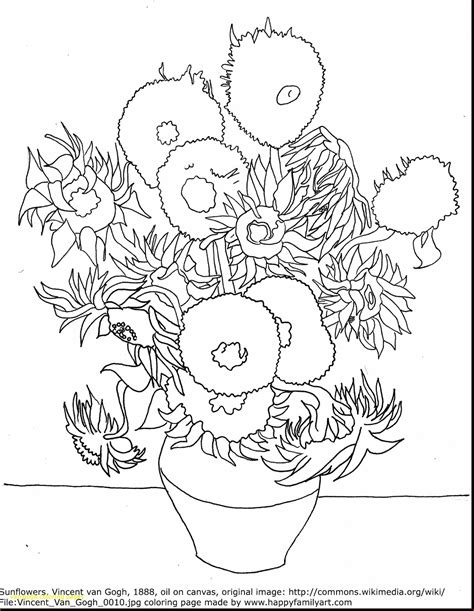 Van Gogh Sunflowers Coloring Page at GetDrawings | Free download