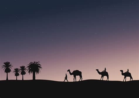 silhouette of camels in the desert, vector illustration. 20470804 Vector Art at Vecteezy