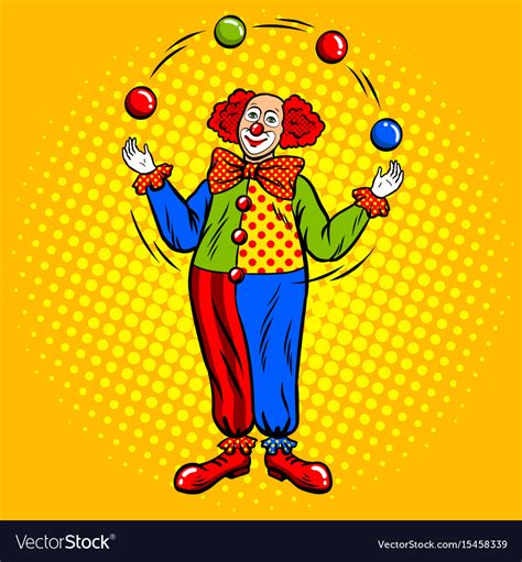 Circus clown juggles with balls pop art Royalty Free Vector