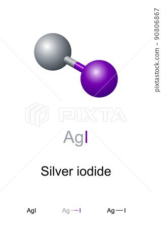 Silver iodide, chemical formula and structure.... - Stock Illustration ...