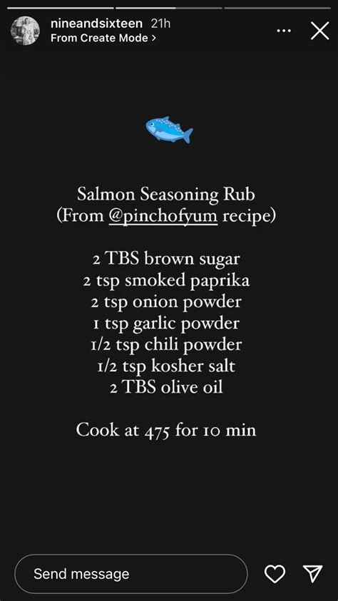 the menu for salmon seasoning rub