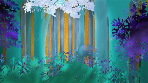 Colorful Hand Drawn Forest Banner Background Material, Colorful, Forest ...