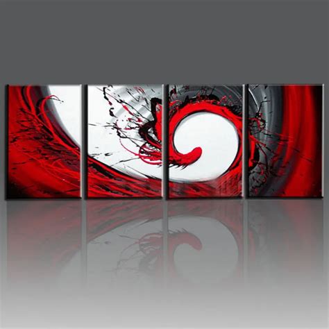 hand painted red black white canvas oil painting modern abstract wall art living room decorative ...