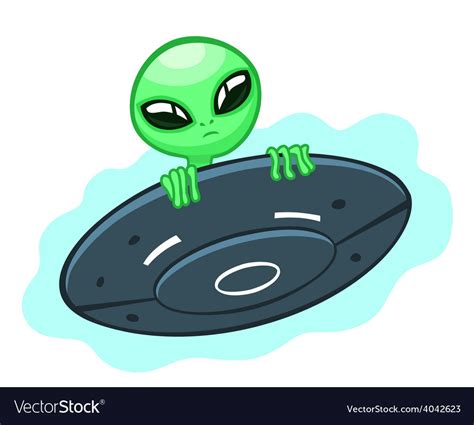 Alien in flying saucer Royalty Free Vector Image