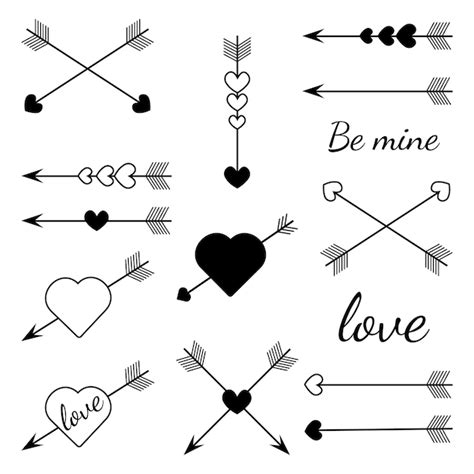 Premium Vector | Arrows with hearts.Set of design elements for Valentine's Day and wedding ...