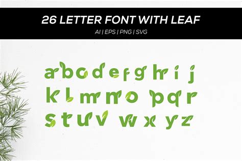 26 letter font with leaf (39164) | Logos | Design Bundles