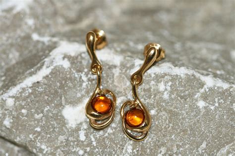 Amber & Gold. Baltic amber earrings, gold earrings. Perfect gift for ...