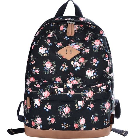 DGY School Backpacks Canvas Backpacks Cute Floral Printed Backpack for ...