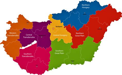 Hungary Map of Regions and Provinces - OrangeSmile.com