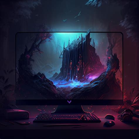 Premium Photo | Gaming desktop PC computer setup gamer illustration