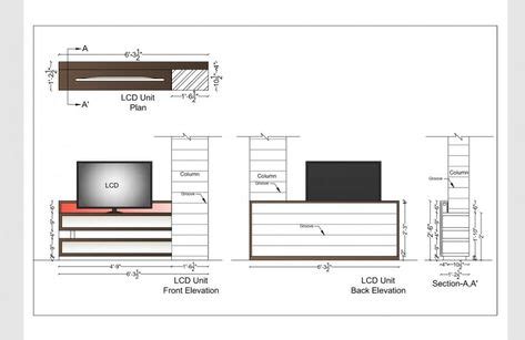 Detail elevation fo Tv unit and showcase 2d view furniture block pdf file | Tv unit, Drawing ...