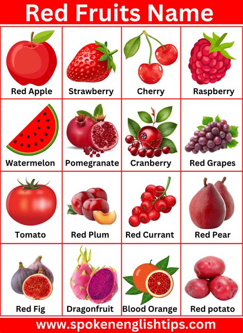 Red Fruits Name – Learn with Examples | Fruit list, Natural protein ...