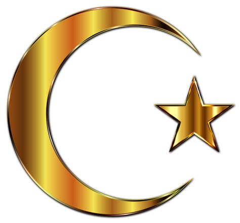 Golden Crescent Moon And Star Enhanced 2 - Openclipart