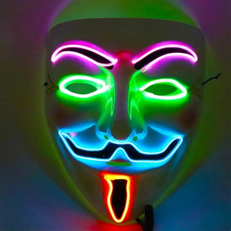 Halloween Vendetta Hacker Mask LED Glow Party Light Mask