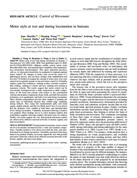 (PDF) Motor style at rest and during locomotion in humans | Danping Wang - Academia.edu