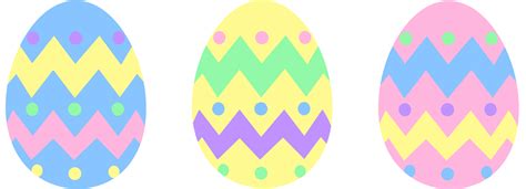 Three Pastel Colored Easter Eggs - Free Clip Art