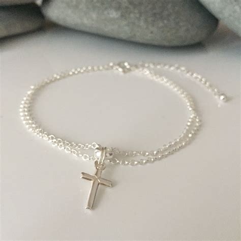 Sterling Silver Cross Bracelet. Silver Crucifix Bracelet. - Etsy UK