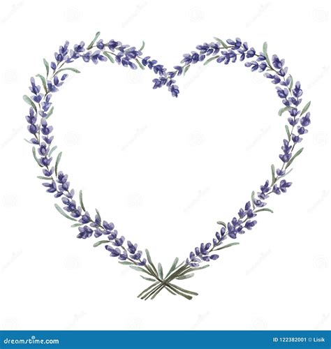 Lavender Wreath, Watercolor Painting, Illustration Cartoon Vector ...