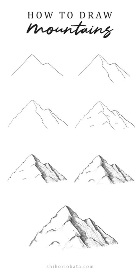 How to Draw Mountains: Easy Step by Step Tutorial | Pencil drawings for beginners, Mountain ...