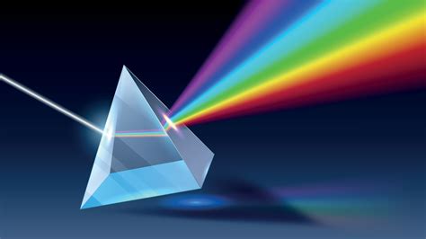 Realistic prism. Light dispersion, rainbow spectrum and optical effect realistic 3D vector ...