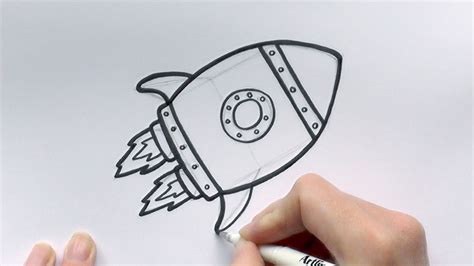 How to Draw a Cartoon Rocketship - YouTube