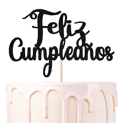 Buy Glitter Feliz Cumpleaños Cake Topper - Spanish Happy Birthday Cake ...