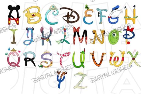 Disney character font text alphabet A-Z letters Digital clip | Etsy