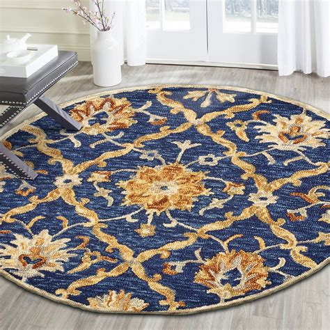 Dazzle Jacobean Diamond Navy Indoor Round Rug ( 4 ft x 4 ft ) - Walmart.com - Walmart.com