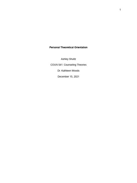 Coun 541 Theoretical Orientation Paper | PDF | Cognitive Behavioral ...