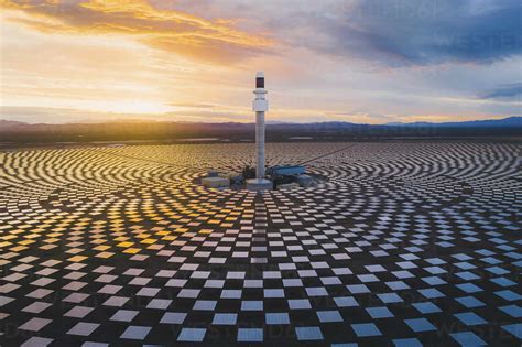 Aerial view of a solar thermal power plant, near Tonopah, Nevada ...