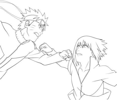 Cool Naruto and Sasuke Fight coloring page - Download, Print or Color Online for Free
