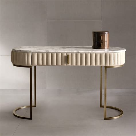 Italian Designer Leather Upholstered Modern Console Table - Juliettes ...