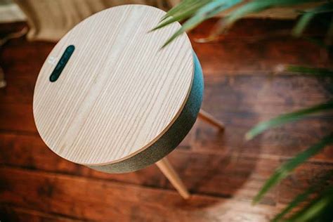 Handmade Wood End Table with Bluetooth Speaker and Wireless Charger | Gadgetsin