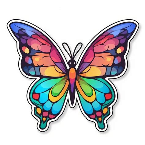 Premium AI Image | A colorful butterfly sticker on a white background