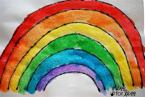 Black Glue and Salt Watercolor Rainbow - Salt Painting for Preschool - Mess for Less