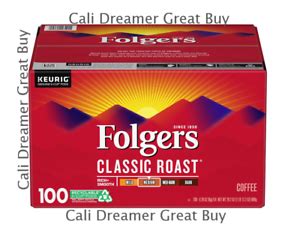 Folgers Classic Roast Coffee K-Cups (100 ct.) Medium Roast Bold Taste Free Ship! | eBay