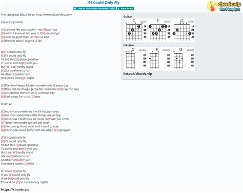 Chord: If I Could Only Fly - tab, song lyric, sheet, guitar, ukulele | chords.vip