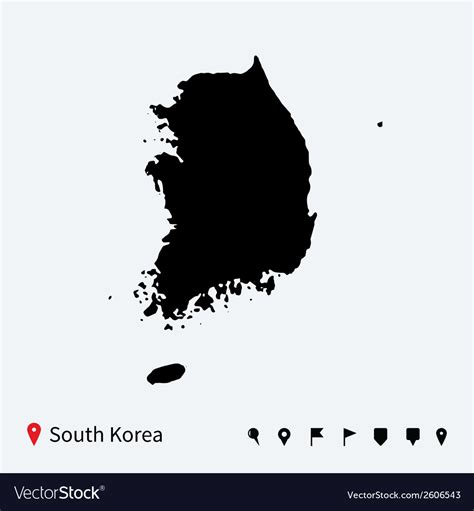 High detailed map of south korea with navigation Vector Image