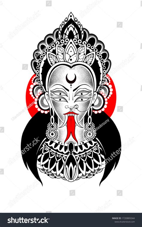 Drawing Goddess Kali On White Background Stock Illustration 1720889344 ...