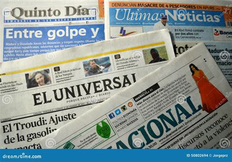 Venezuelan newspapers editorial stock image. Image of country - 50802694