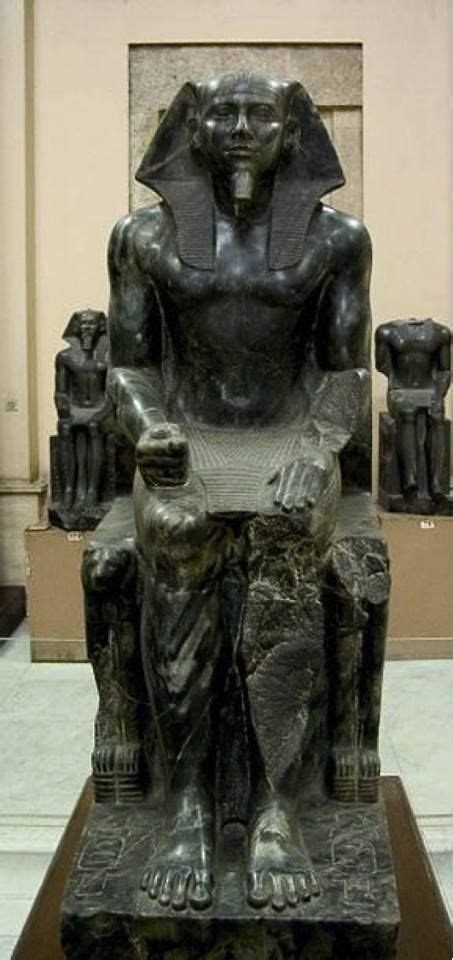 Statue of Khafre in diorite. Valley Temple of Khafra, Giza. Egyptian Museum, Cairo. Main floor ...