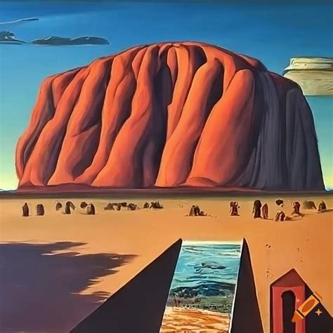 Mysterious painting of uluru in the australian outback on Craiyon