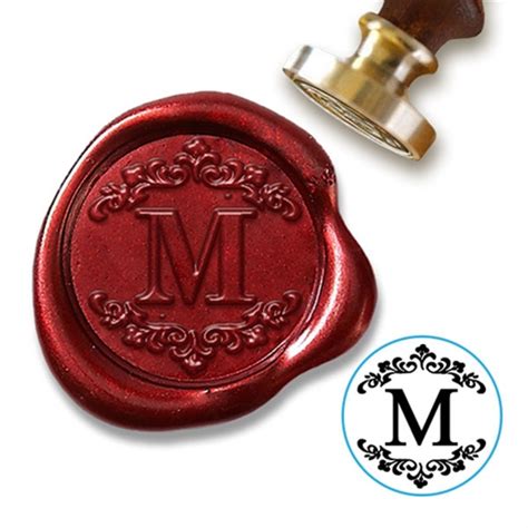 Custom Initial Wax Seal Stamp-Times Roman font with Scrolls #1156 | Wax seal stamp, Wax seal ...